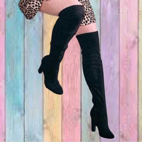 Candie's Shoes - Candie’s Black Over The Knee Block Heel Boots